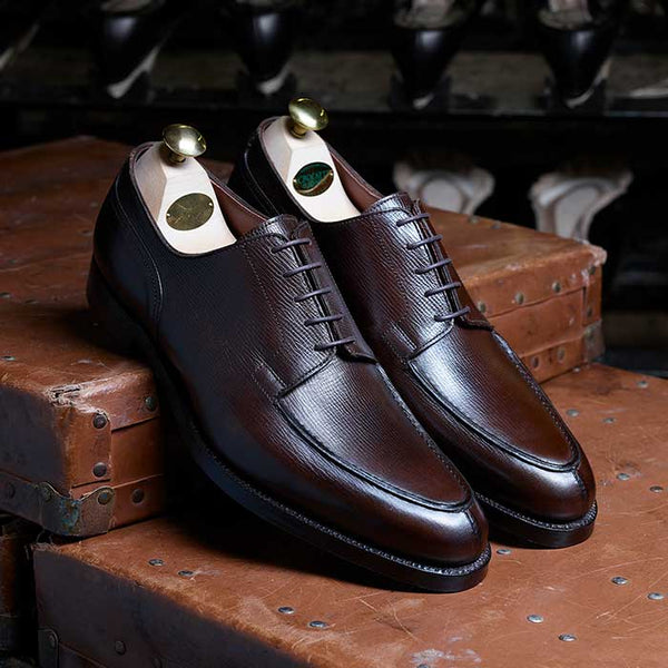 Crockett & Jones Balfour Split Toe Derby in Dark Brown Willow Grain