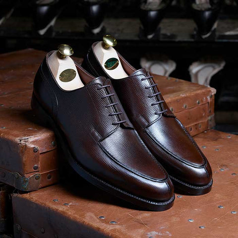 Crockett & Jones Balfour Split Toe Derby in Dark Brown Willow Grain