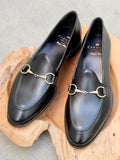 Carmina Shoemaker Unlined Horsebit Loafer in Black Calf