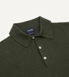 Drake's Olive Knitted Linen-Cotton Short-Sleeve Polo Shirt