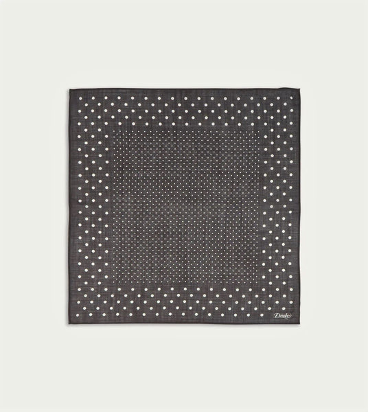 Drake's Brown Spots Print Wool-Silk Pocket Square
