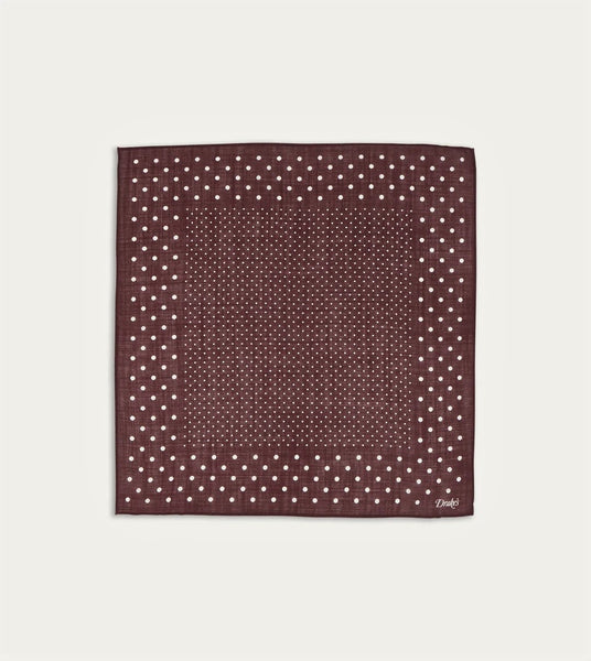 Drake's Red Spots Print Wool-Silk Pocket Square