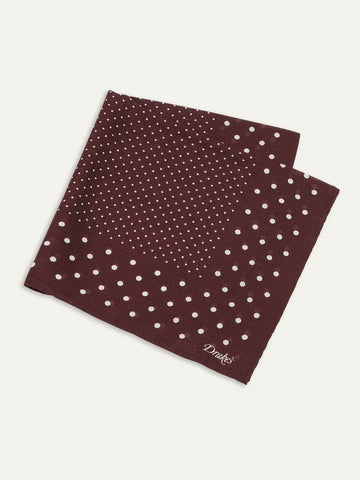 Drake's Red Spots Print Wool-Silk Pocket Square