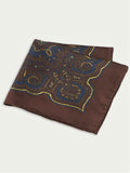Drake's Brown Paisley Print Wool-Silk Pocket Square