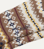 Drake's Brown Fair Isle Wool Cotton Socks