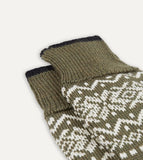 Drake's Khaki Fair Isle Wool Cotton Socks