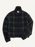Drake's Johnston Check Boucle Wool Zip Fleece Jacket