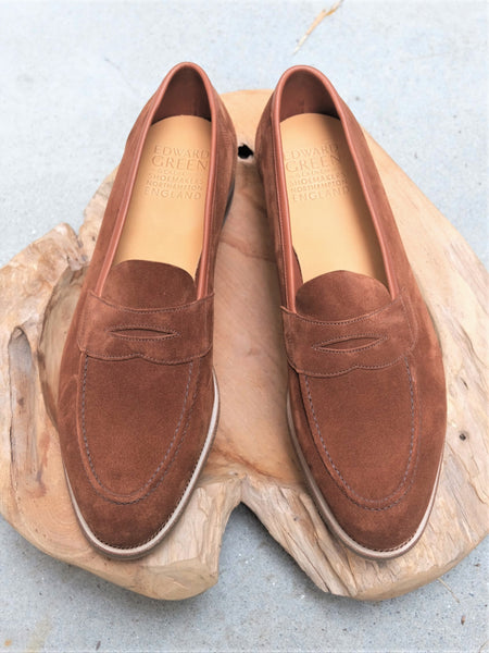 Edward Green Ventnor Unlined Loafer in Snuff Suede