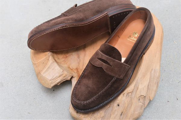 Alden Unlined Leisure Handsewn (LHS) Penny Loafer in Brown Suede