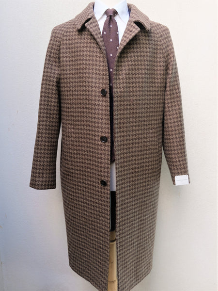 Orazio Luciano Raglan Coat in Brown Large Houndstooth