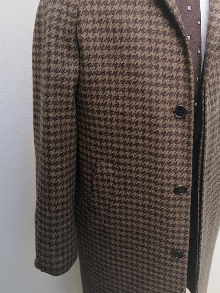 Orazio Luciano Raglan Coat in Brown Large Houndstooth