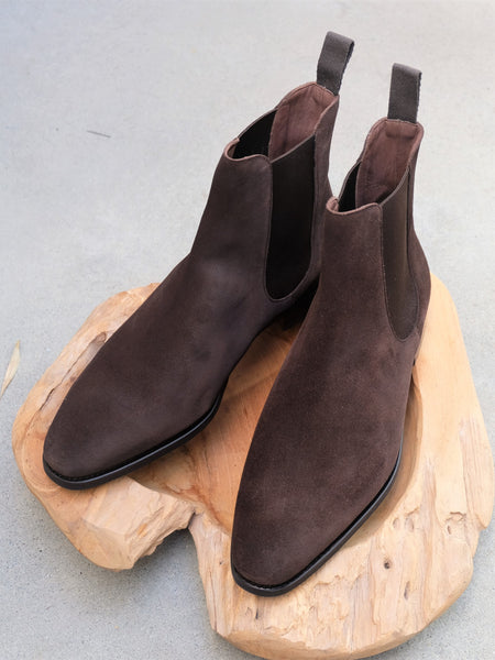Carmina Shoemaker Chelsea Boots in Chocolate Suede