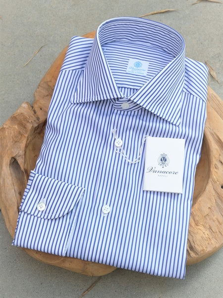 Vanacore Napoli Blue Stripe Dress Shirt