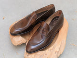 Carmina Shoemaker Unlined Penny Loafer in Armagnac Shell Cordovan