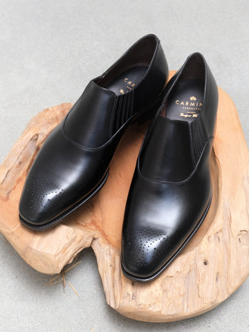 Carmina Shoemaker Imitation Oxford (Lazyman) in Black Calf
