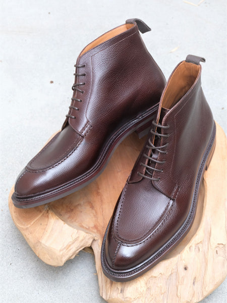 Carmina Shoemaker Norwegian Split Toe Boots in Brown Grain Calf