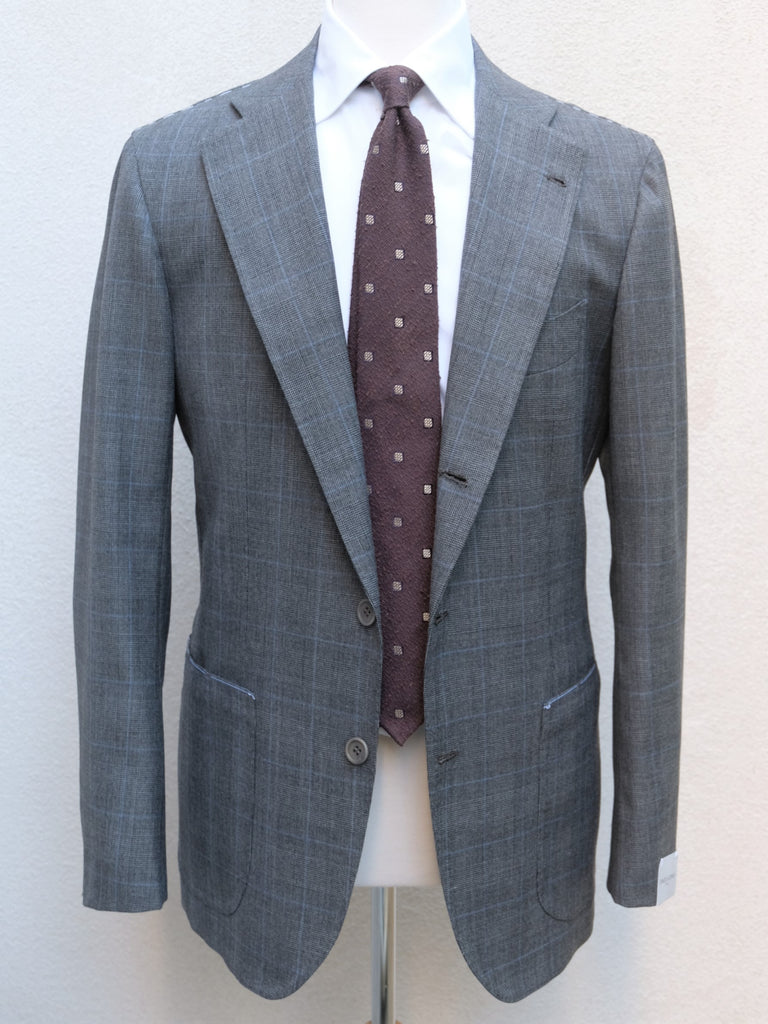 Orazio Luciano Suit in Grey/Blue Prince of Wales Fabric (Holland 