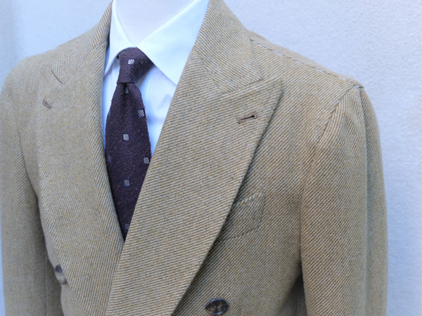 Orazio Luciano Double Breasted Coat in Tuscan Yellow (Fox Brothers)