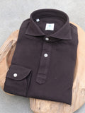 Vanacore Napoli Brown Pique Cotton Long Sleeve Polo Shirt