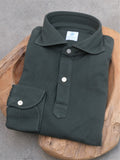 Vanacore Napoli Forest Green Pique Cotton Long Sleeve Polo Shirt