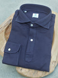 Vanacore Napoli Navy Pique Cotton Long Sleeve Polo Shirt