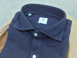 Vanacore Napoli Navy Pique Cotton Long Sleeve Polo Shirt
