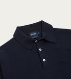 Drake's Navy Knitted Linen-Cotton Short-Sleeve Polo Shirt