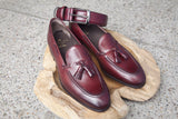 Carmina Shoemaker Braided Tassel Loafer in Burgundy