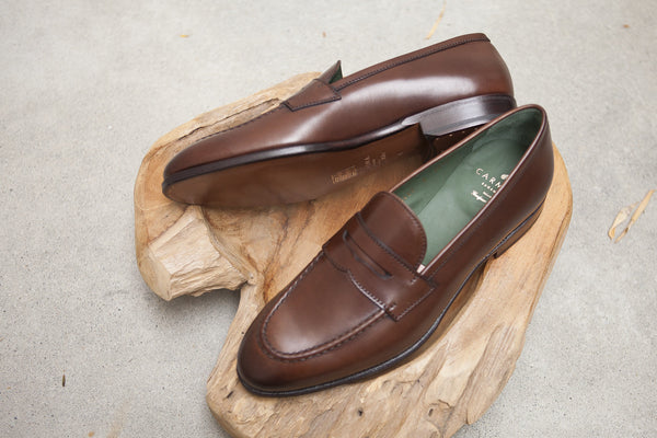 Carmina Shoemaker Penny Loafer in Brown Calf