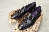 Carmina Shoemaker Braided Tassel Loafer in Black Calf