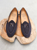 Bow-Tie Shoes Henry Slippers in Navy Suede
