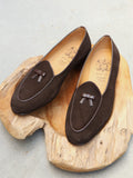 Bow-Tie Shoes Henry Slippers in Brown Suede