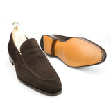 Carmina Shoemaker Penny Loafer in Chocolate Suede