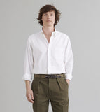Drake's White Cotton Oxford Cloth Button-Down Shirt