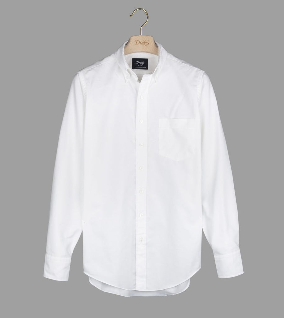 drake's dress shirt Drake's White Cotton Oxford Cloth Button-Down Shirt