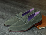 Carmina Shoemaker String Loafer in Loden Suede
