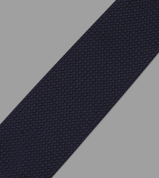 Drake's Dark Navy Handrolled Large Knot Grenadine Tie